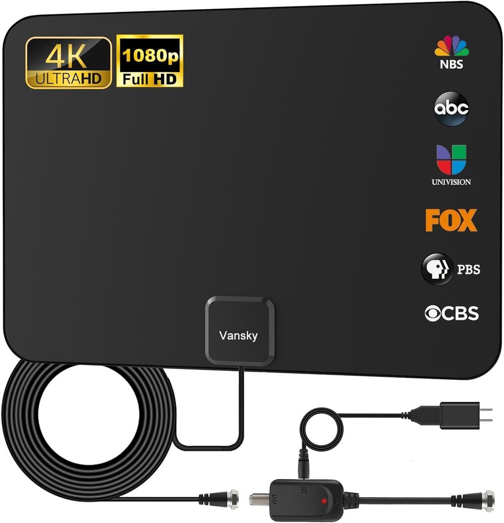 TV Antenna Indoor, Digital Amplified Indoor HDTV Antenna, 1080p VHF UHF TV